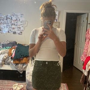 American Eagle Snake Skin Green Denim Skirt